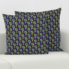 This image shows the dark blue pattern for the square pillow cover in the leaf and berry pattern.